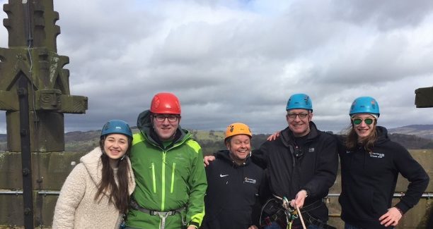 Principal Len Tildsley ready to abseil